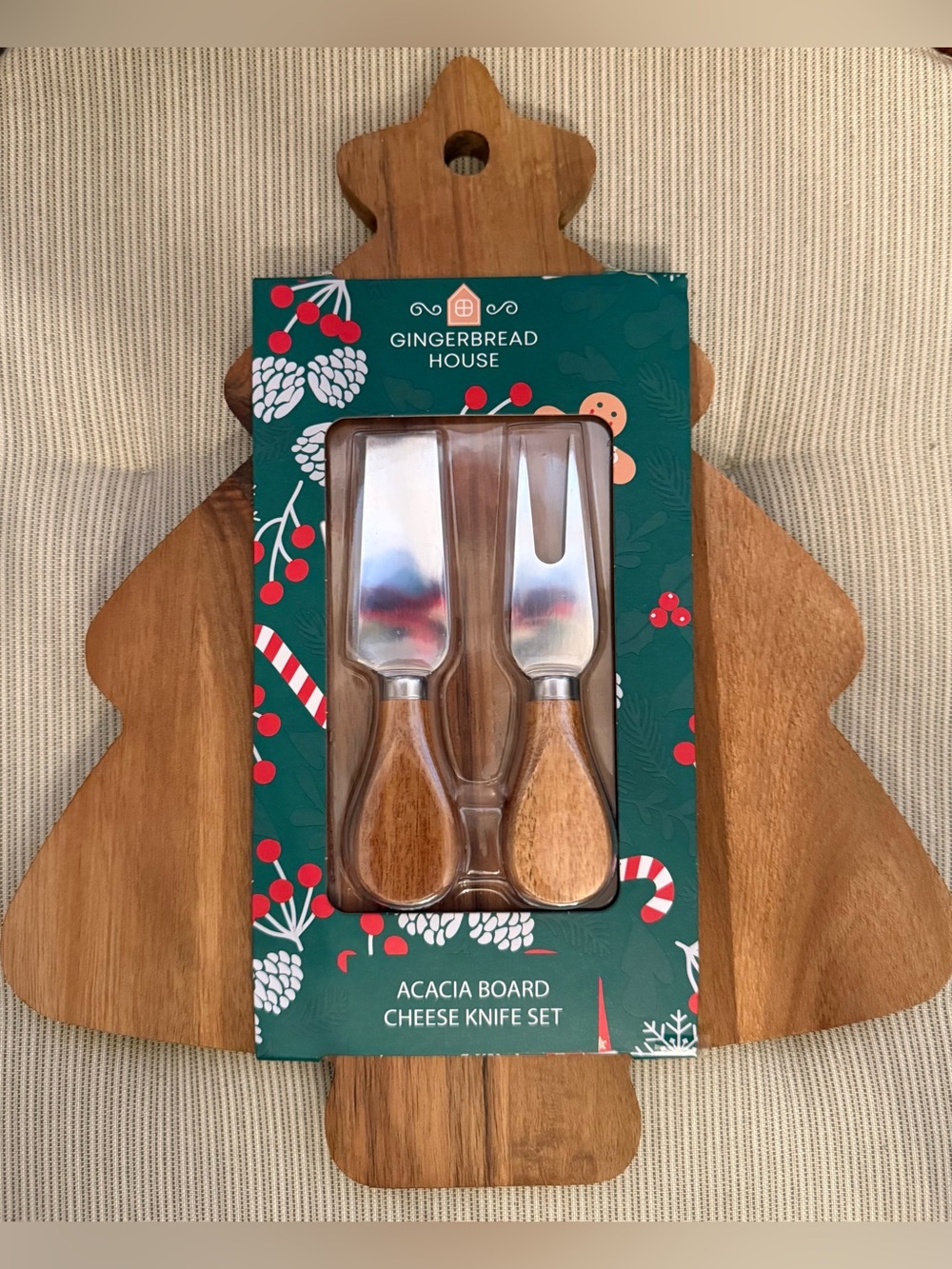 Acacia Board Cheese Knife Set - Brown
